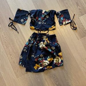 2 piece set ruched off shoulder top with shorts